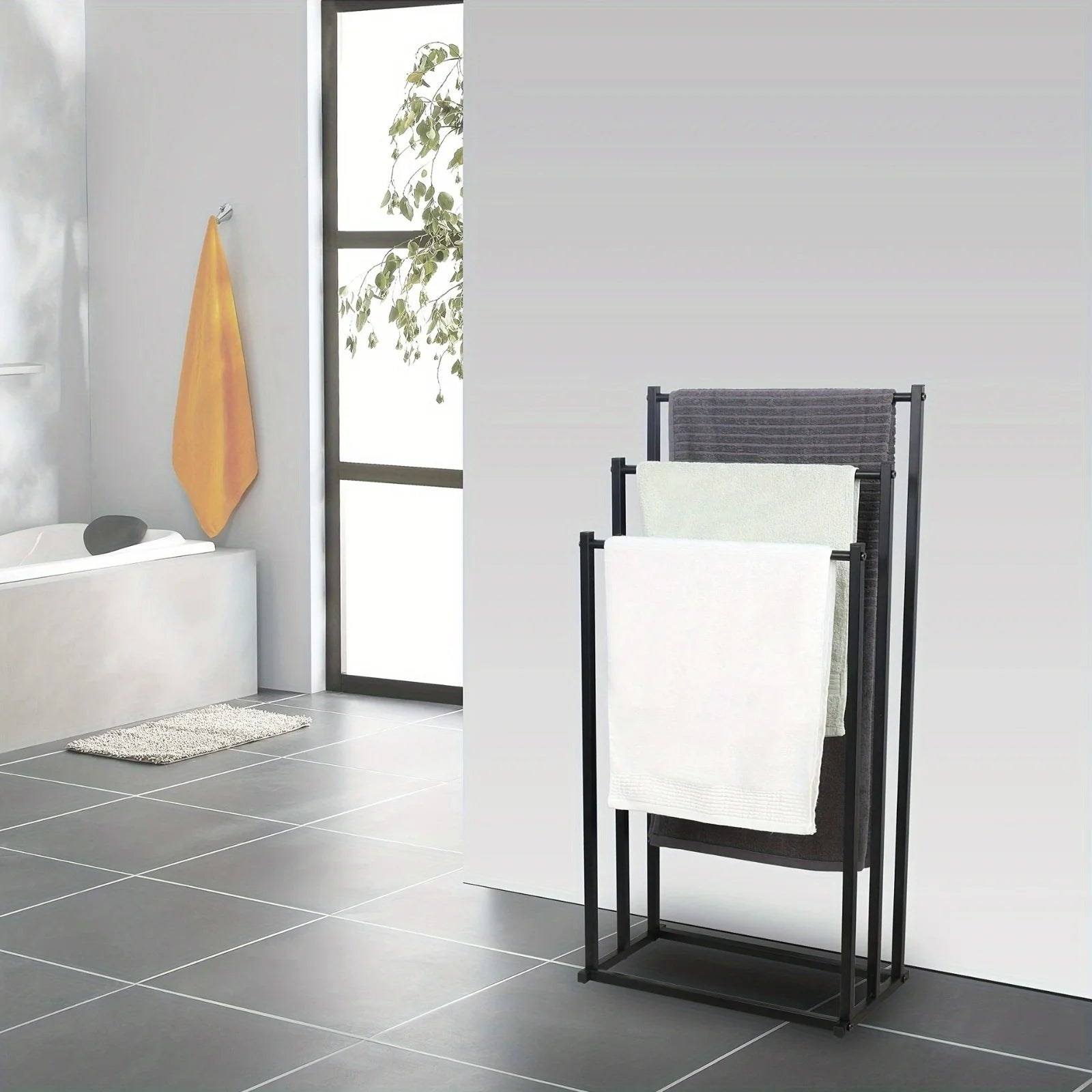 Modern Vertical Towel Rack - Durable Iron, Floor-Mounted Design