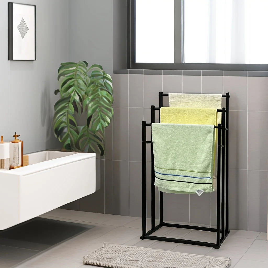 Modern Vertical Towel Rack - Durable Iron, Floor-Mounted Design