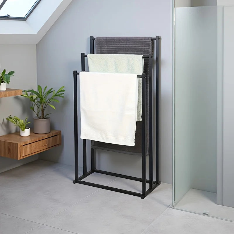 Modern Vertical Towel Rack - Durable Iron, Floor-Mounted Design