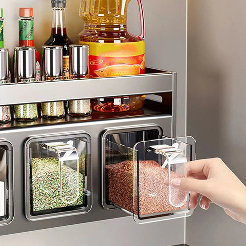 1 Equipped Kitchen Seasoning Shelf, No Drilling, Wall Hanging,