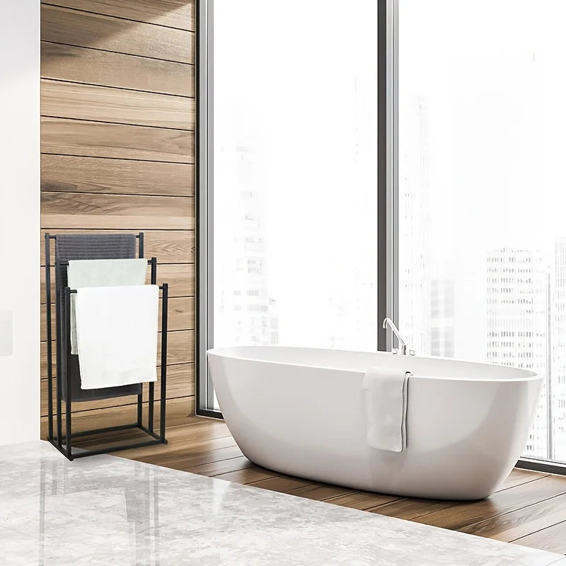Modern Vertical Towel Rack - Durable Iron, Floor-Mounted Design