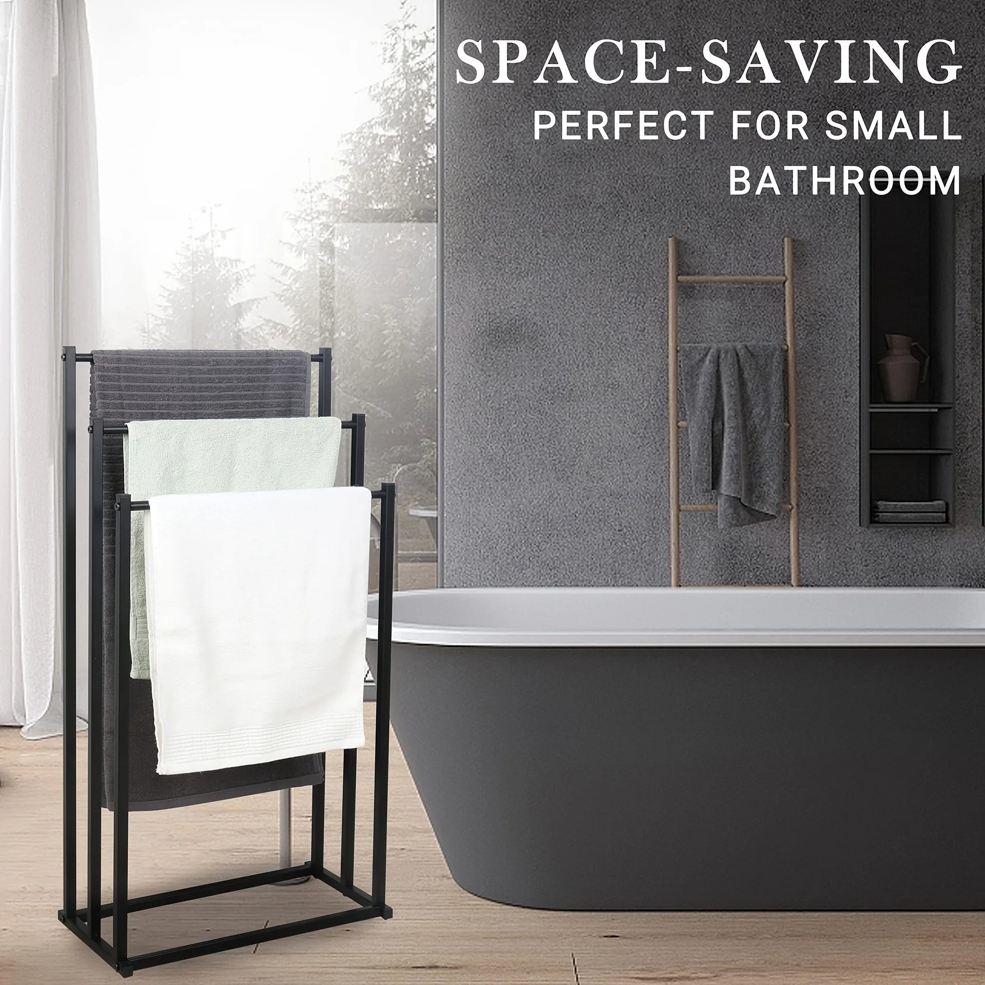 Modern Vertical Towel Rack - Durable Iron, Floor-Mounted Design